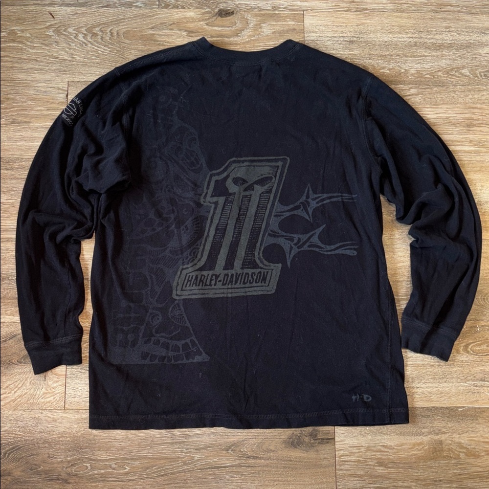 Harley Davidson One Skull Logo Black Long Sleeve XL